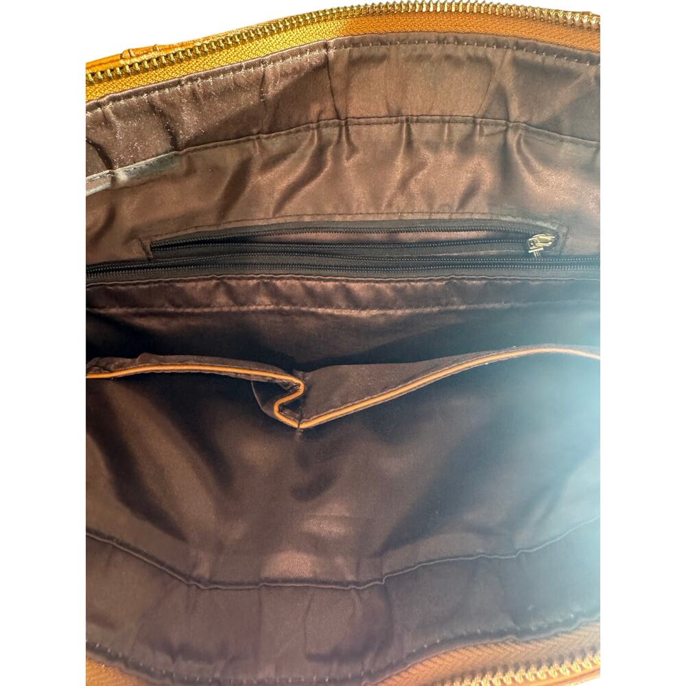Vintage Y2K Kattee Leather Tote Bag Saddle Brown Shoulder Distressed Boho Luxury - Picture 9 of 16